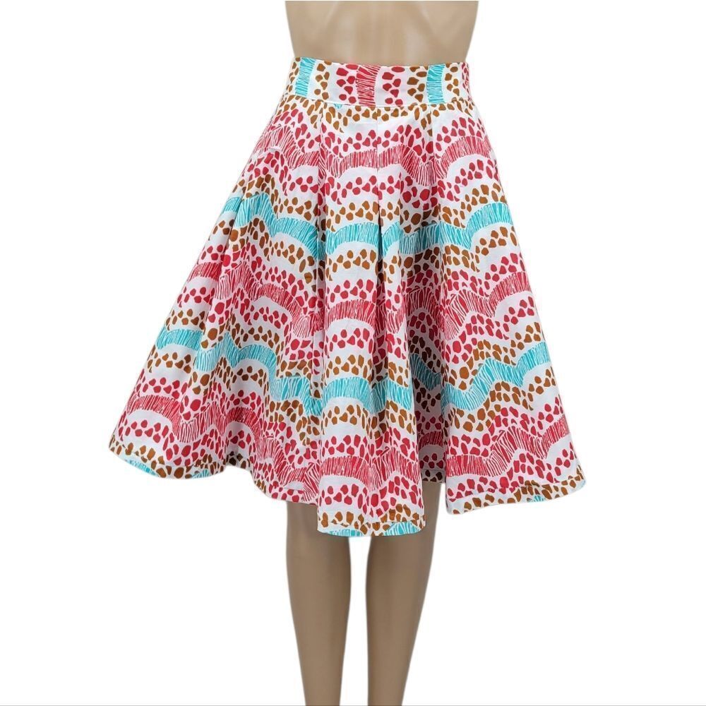 Francis + Benedict Cotton Colorful Patterned Women's Full Skirt Small